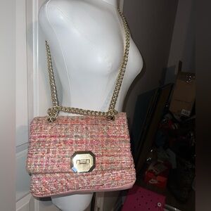 ALDO- Chic Pink Tweed Chain Shoulder Bag